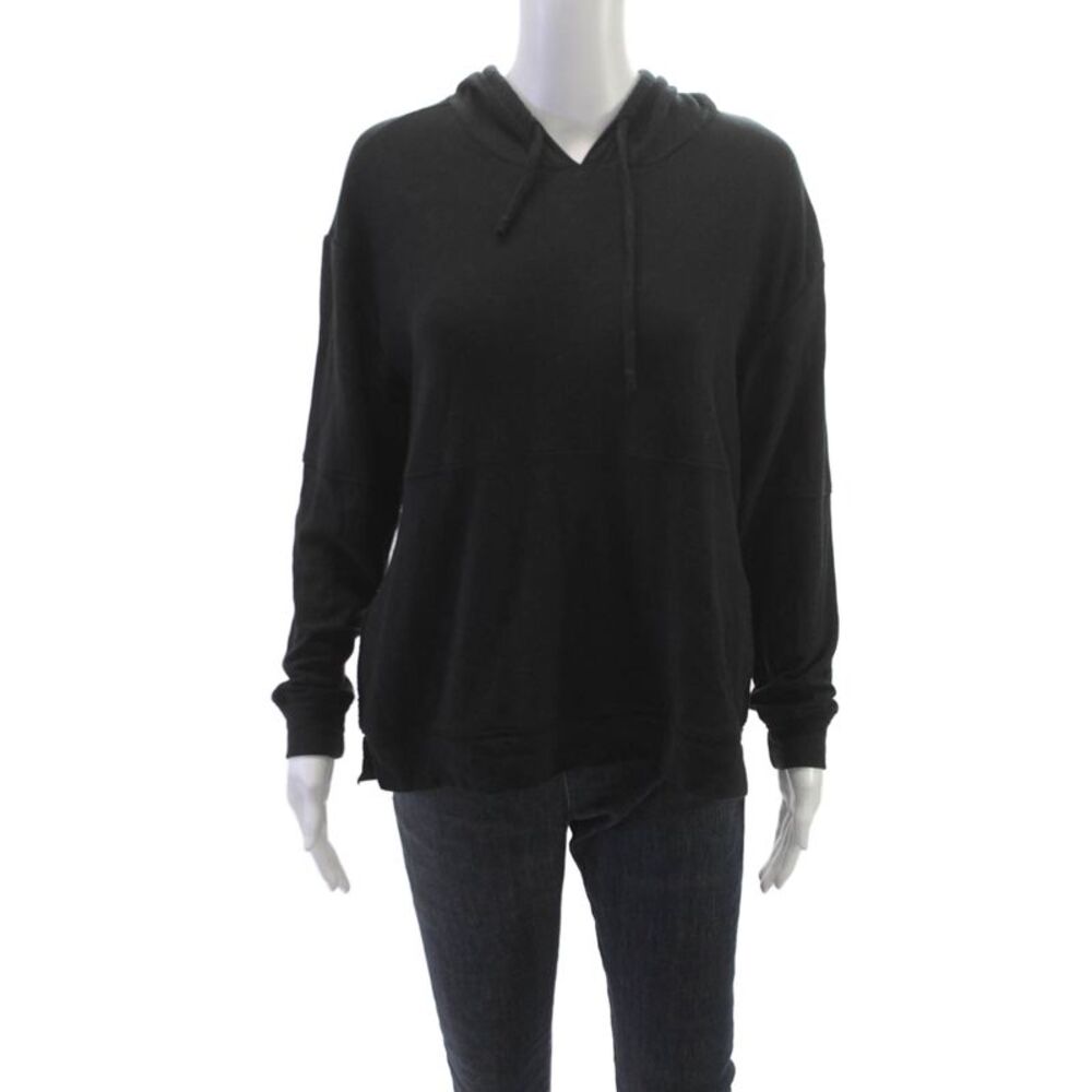Chaser Womens Black V-Neck Pullover Hoodie Polyester Size M